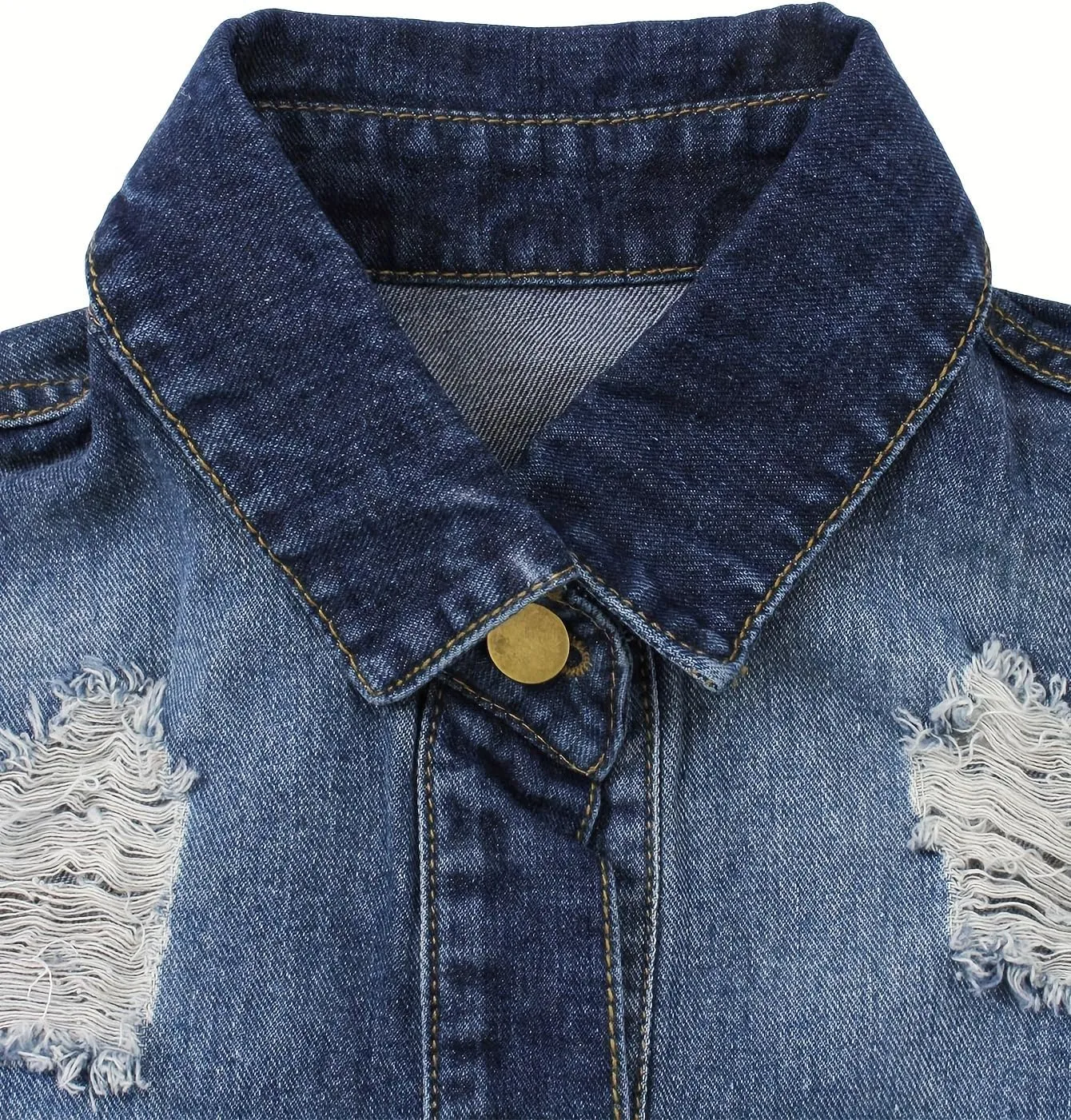 Women Long Sleeve Denim Jacket Oversized Lapel Button Up Shacket Casual Boyfriend Western Trucker Jean Jackets