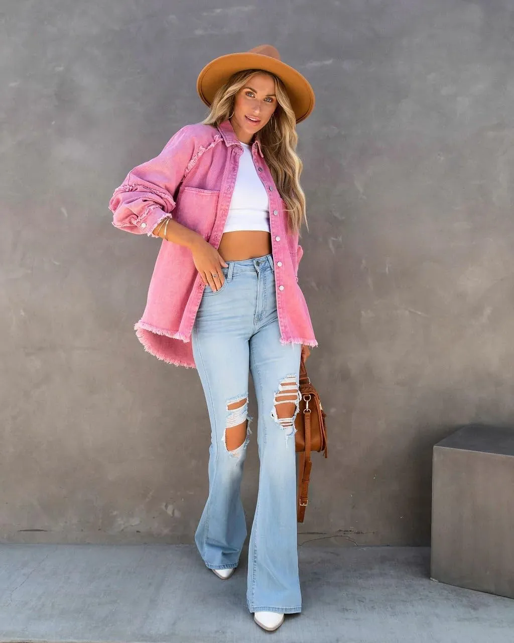 Women Long Sleeve Denim Jacket Oversized Lapel Button Up Shacket Casual Boyfriend Western Trucker Jean Jackets