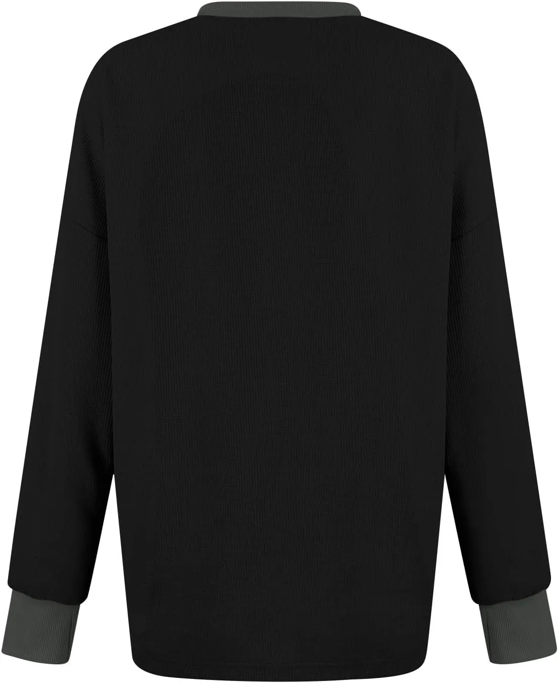Women Oversized Sweatshirt Casual Long Sleeve Crewneck Waffle Knit Tops Trendy Loose Fall Tops Color Block Pullover