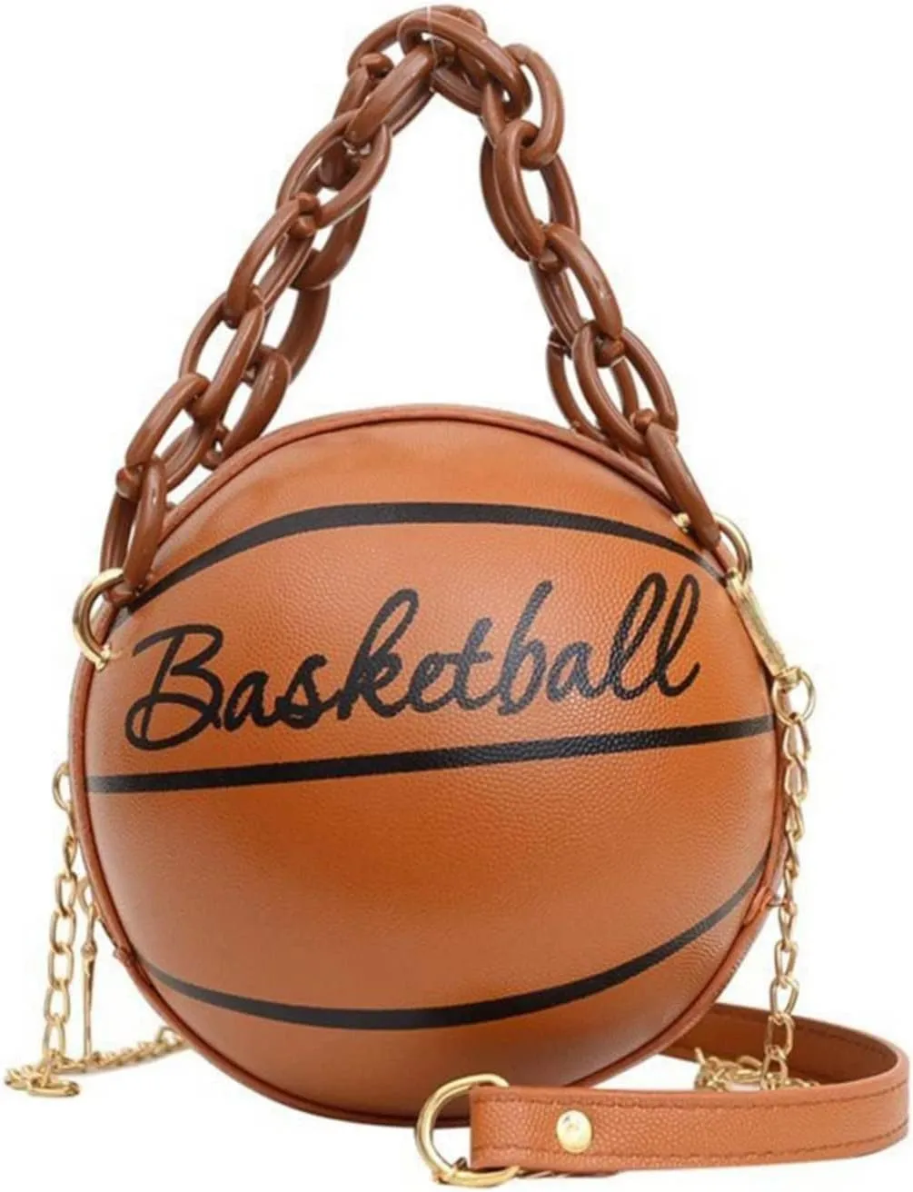 Women Shoulder Bag Chain Basketball Shaped Purse Round Body Handbag Clutch Wallets