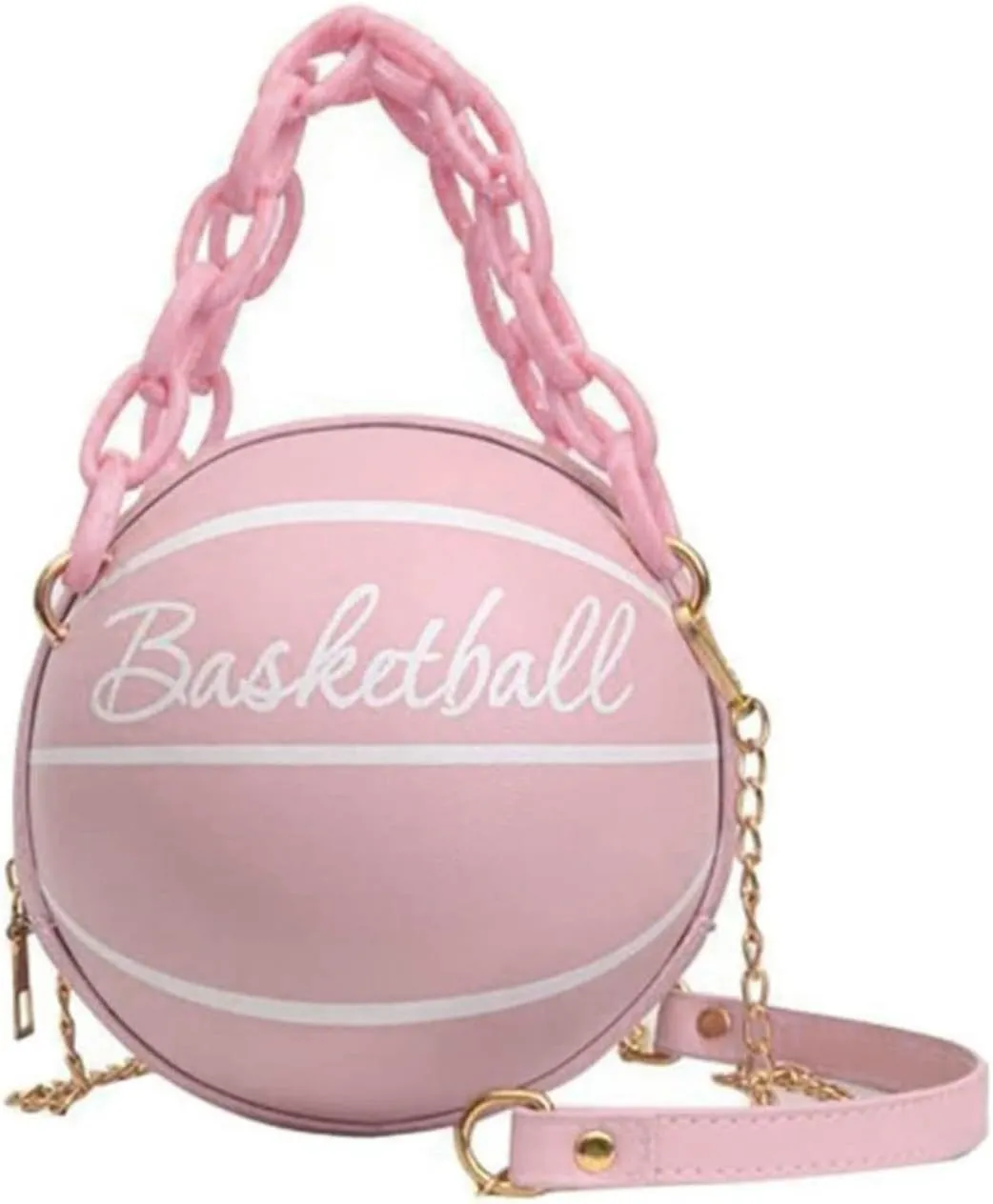 Women Shoulder Bag Chain Basketball Shaped Purse Round Body Handbag Clutch Wallets