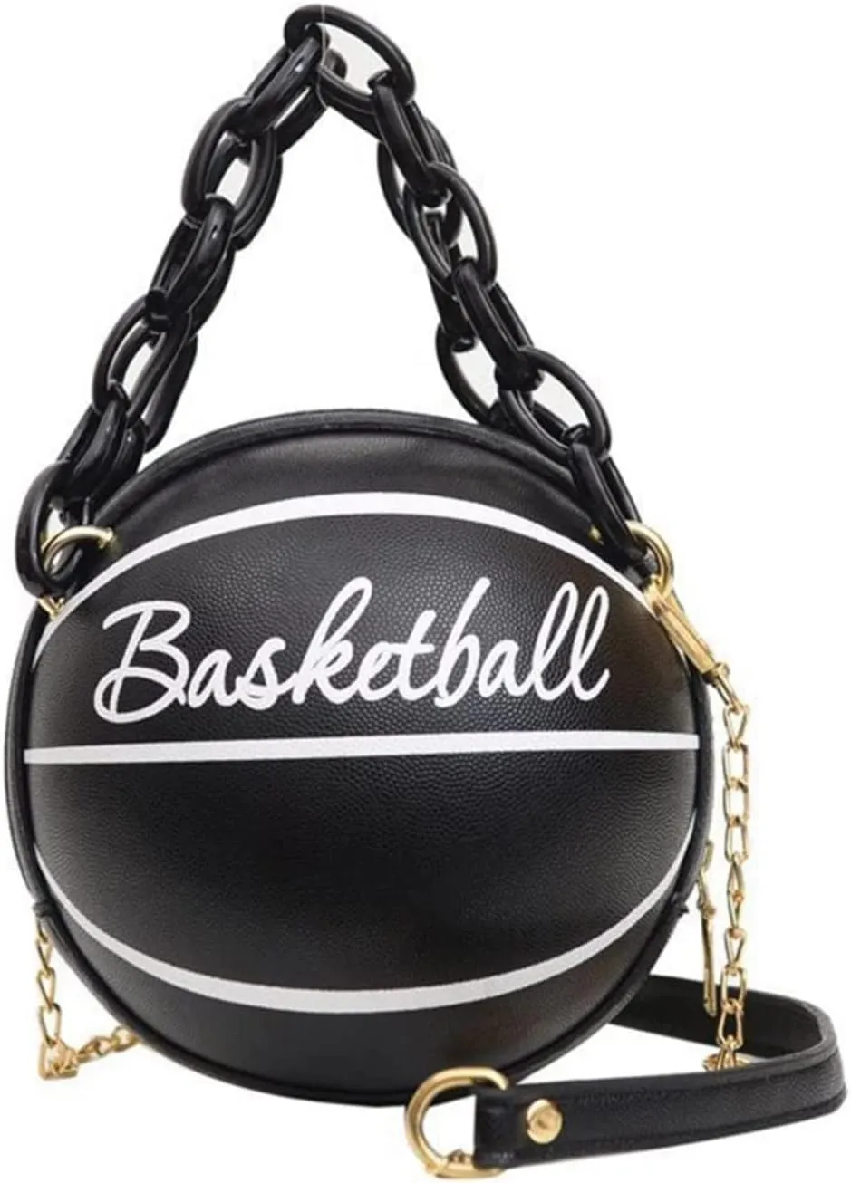Women Shoulder Bag Chain Basketball Shaped Purse Round Body Handbag Clutch Wallets