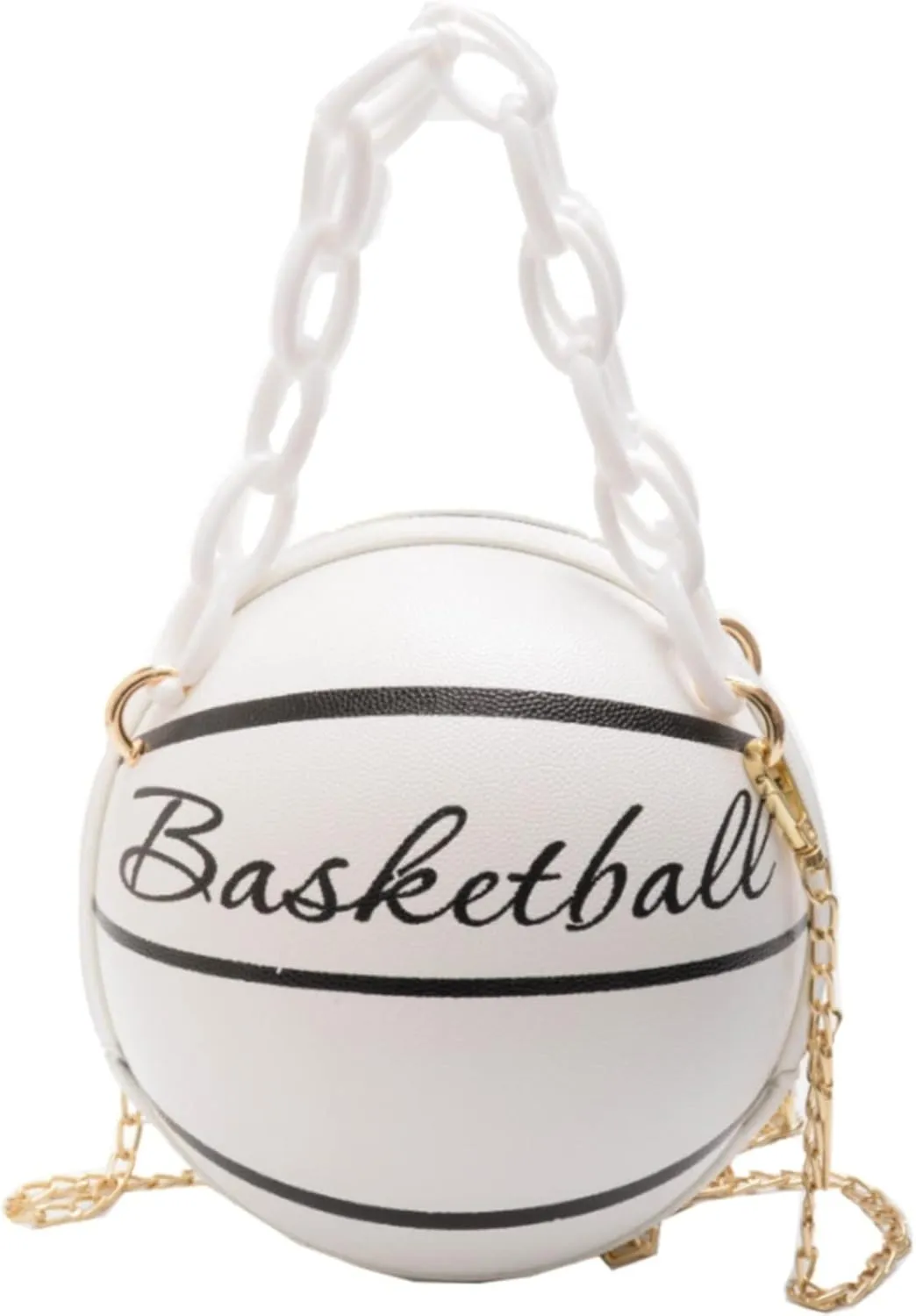 Women Shoulder Bag Chain Basketball Shaped Purse Round Body Handbag Clutch Wallets