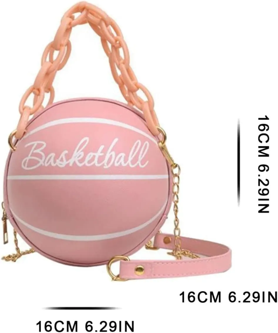 Women Shoulder Bag Chain Basketball Shaped Purse Round Body Handbag Clutch Wallets