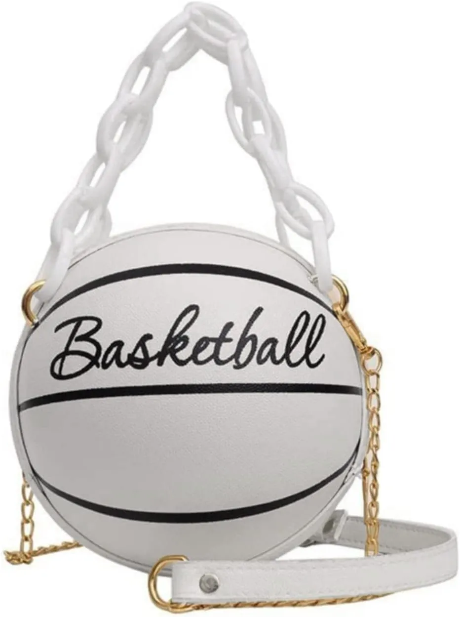 Women Shoulder Bag Chain Basketball Shaped Purse Round Body Handbag Clutch Wallets