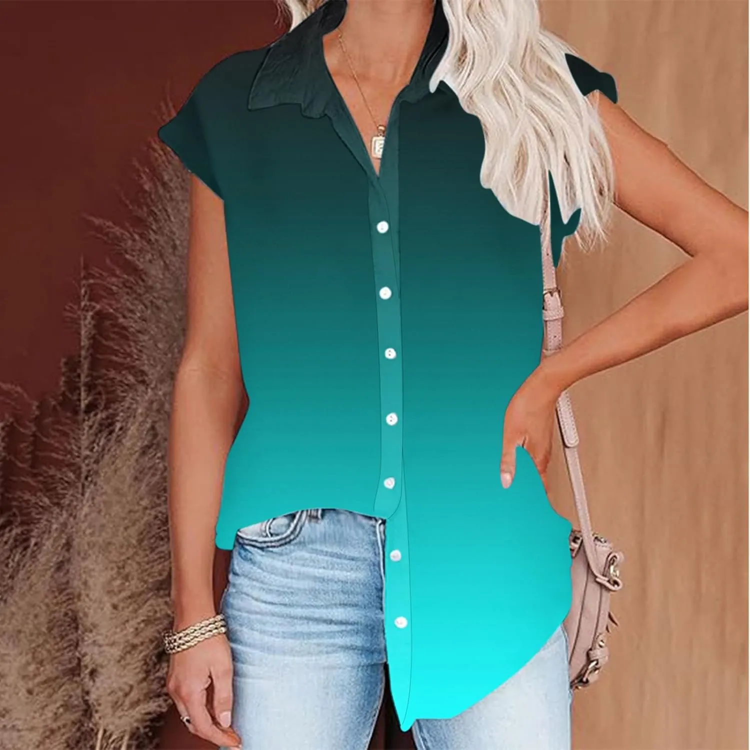 Women Summer Cotton Linen Tops Short Sleeve Button Down Shirts Trendy Dressy Blouse Tops Casual Chambray Clothes 2024
