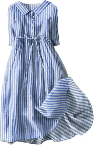 Women Summer Dress Casual 2025 Trendy Lace Up Long Sundress Button Boho Sun Dresses Vacation Beach Flowy Dress