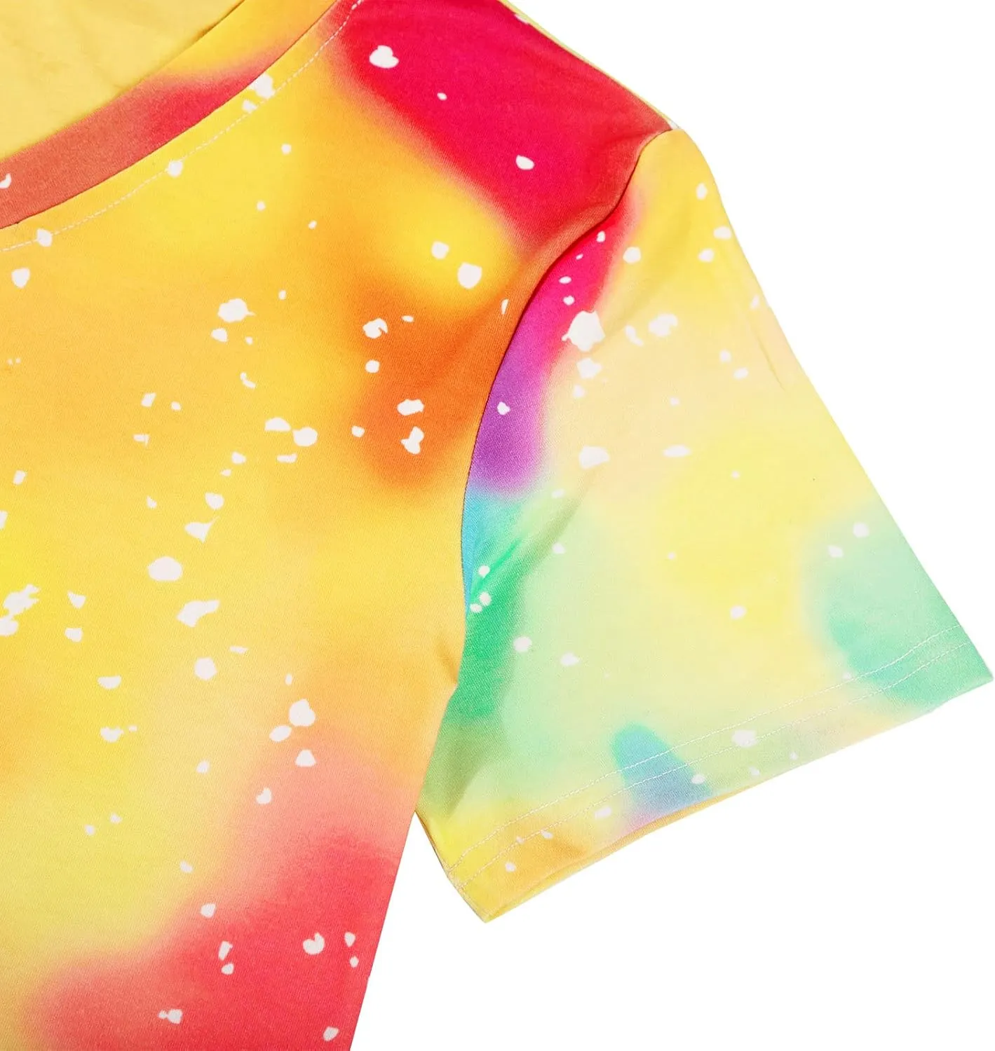 Women Tie Dye V-Neck Shirts Summer Vintage Tunic Tops Fashion Casual Swing Short Sleeve Shirts Blouse Soft Tee