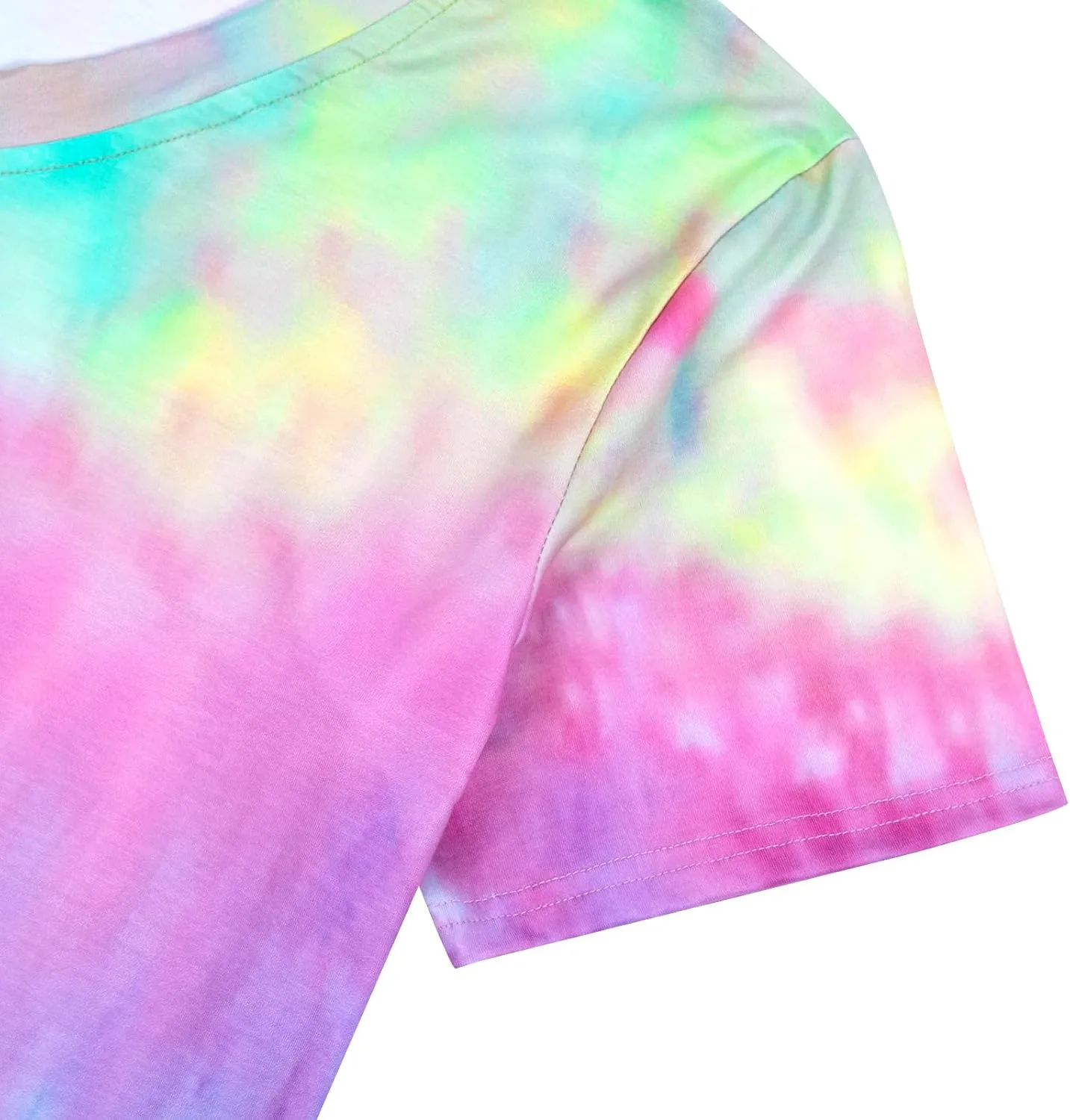 Women Tie Dye V-Neck Shirts Summer Vintage Tunic Tops Fashion Casual Swing Short Sleeve Shirts Blouse Soft Tee