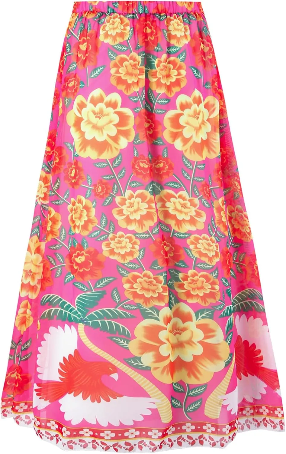 Womens Bathing Suit with Beach Cover Up Wrap Skirt Sarong Retro Floral Print Bikini Set Two Piece Monokini Swimwear