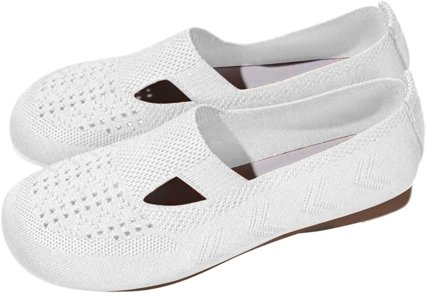 Womens Breathable Woven Slip On Walking Shoes Foam Sneakers with for Hallux Winter Wear (9 UK) White