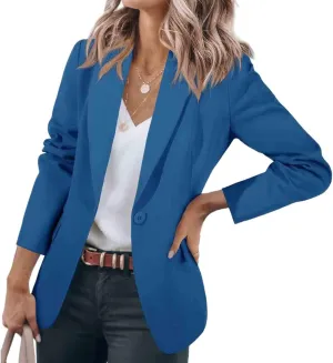 Womens Casual Blazers Open Front Long Sleeve Work Office Jackets Blazer Suit Jacket Button Lightweight Cardigans