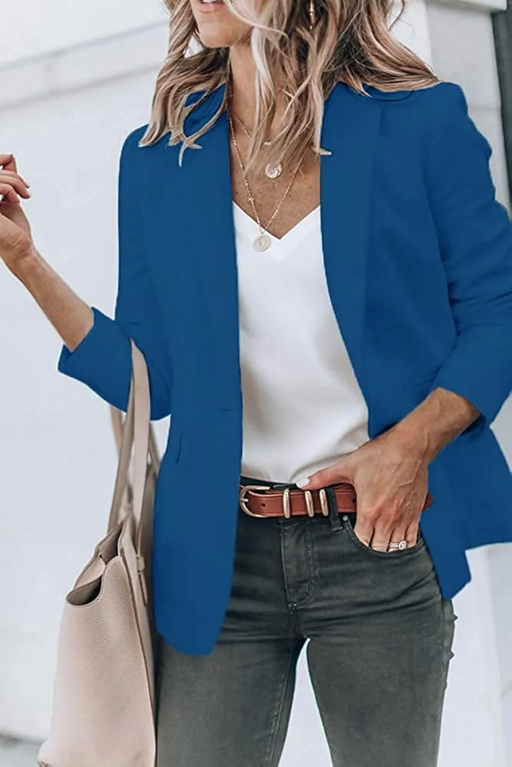 Womens Casual Blazers Open Front Long Sleeve Work Office Jackets Blazer Suit Jacket Button Lightweight Cardigans