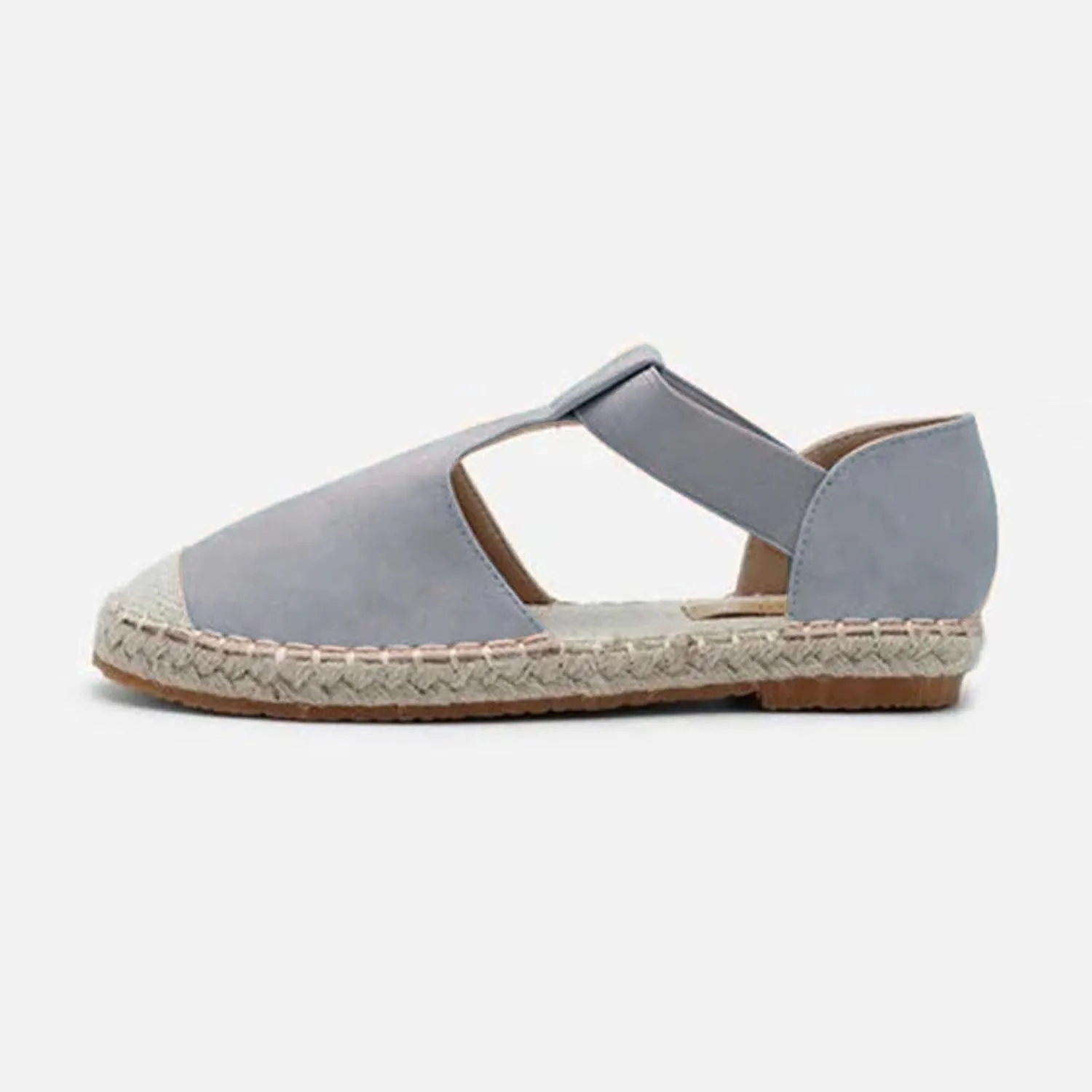 Women's Casual Espadrille Sandals with Closed Toe Vintage Flats Sandal Comfy Walking Jute Sole Summer Footwear