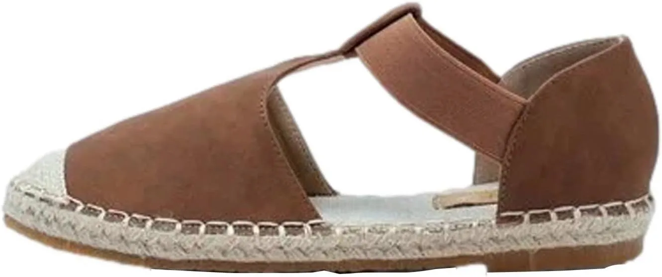 Women's Casual Espadrille Sandals with Closed Toe Vintage Flats Sandal Comfy Walking Jute Sole Summer Footwear