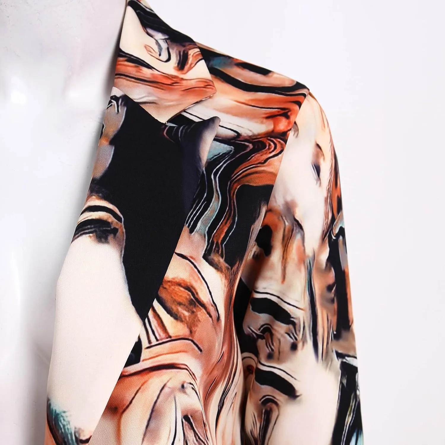 Women's Casual Fashion Printed Lapel Long Sleeved Jacket Trench Coat Women Womens Coat