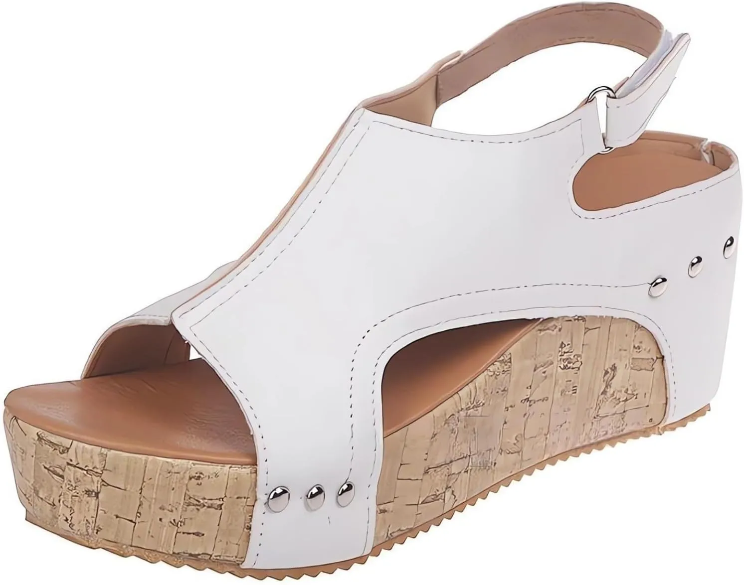 Womens Comfy Wedge Orthopedic Black Sandals Summer Platform Cork Wedges Wedges Featuring Cushioned All Day Wear 2025 Open Toe Slip On Slides Heeled Cutout Comfortable Vacation Shoes