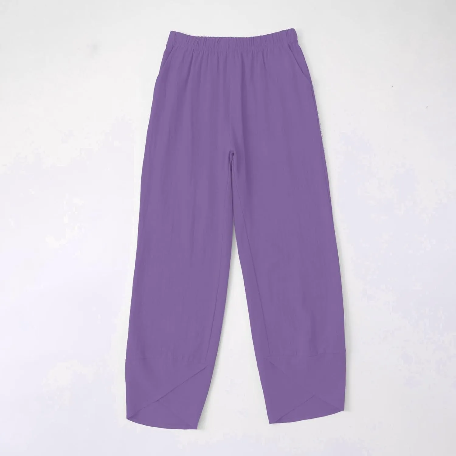 Women's Cotton Linen Pants Summer 2025 Casual Capri Pants with Pockets Cropped High Waisted Comfy Baggy Trousers