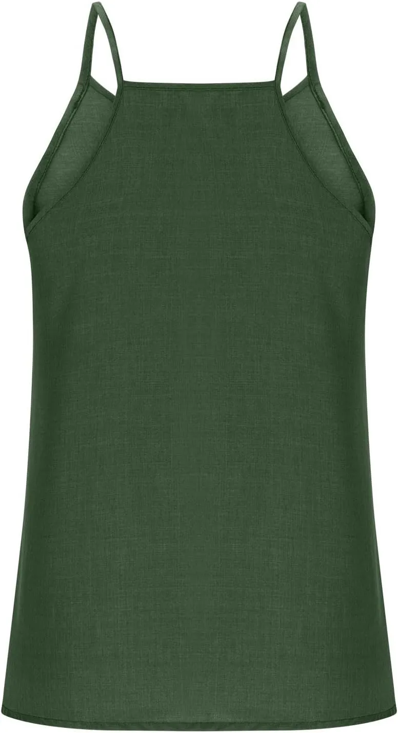 Womens Deep V Neck Wrap Spaghetti Strap Tank Tops Summer Boho Sleeveless Dressy Casual Ladies Shirts Blouses 2025