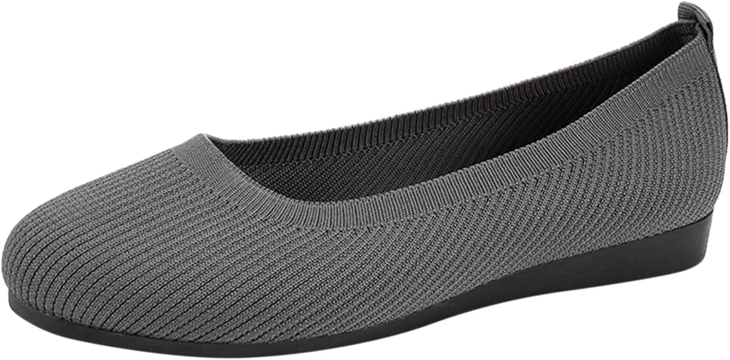 Women's Fashion Casual Shoes  Lightweight Slip-on Sneakers with Bow Tie  Breathable Woven Mesh  Comfortable Flat Bottom (Gray)