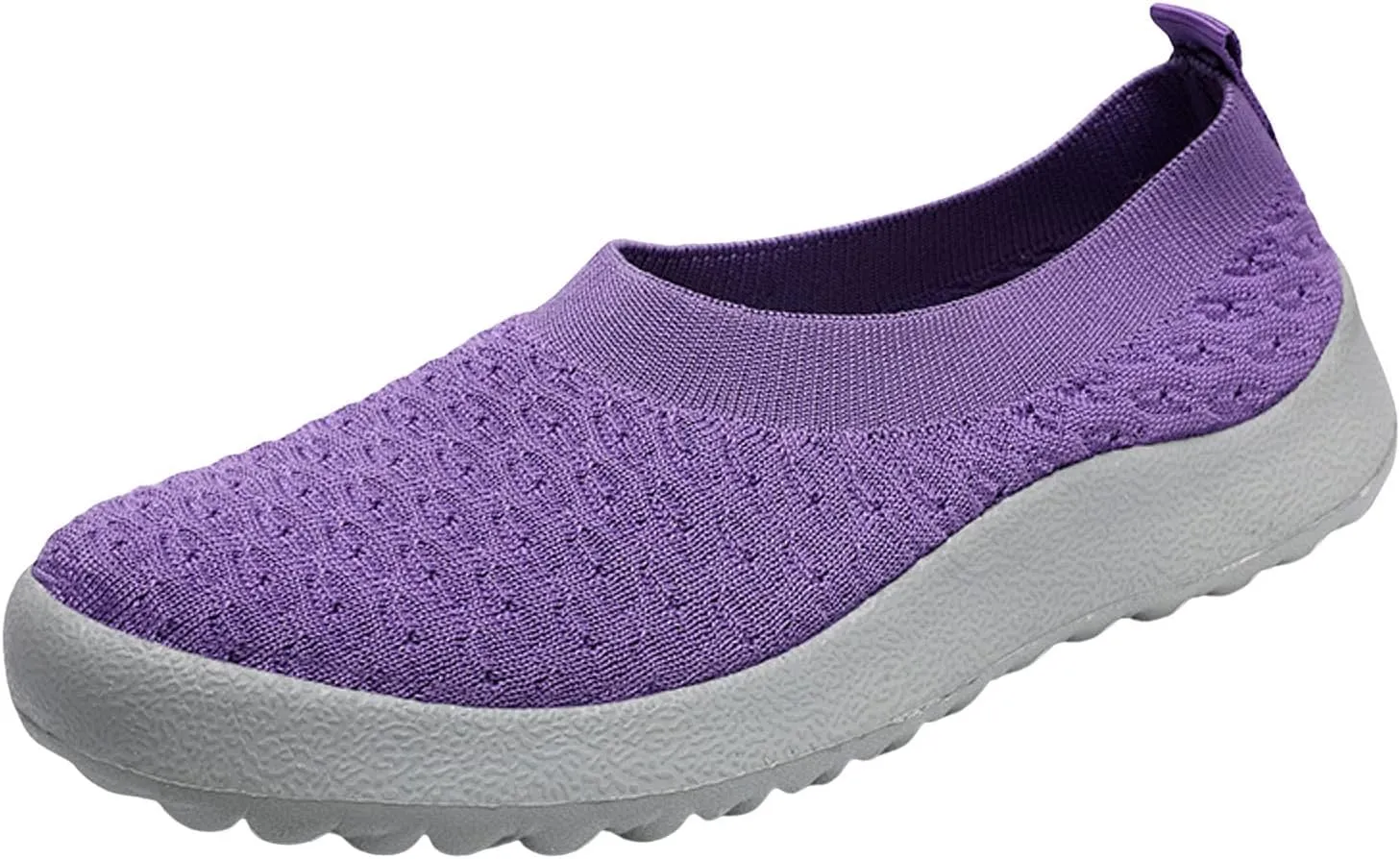 Women's Fashion Summer Women's Sports Shoes, Flat Bottom, Lightweight, Slip On, Plain, Minimalist Style, Fly Woven Mesh (9 UK Purple)