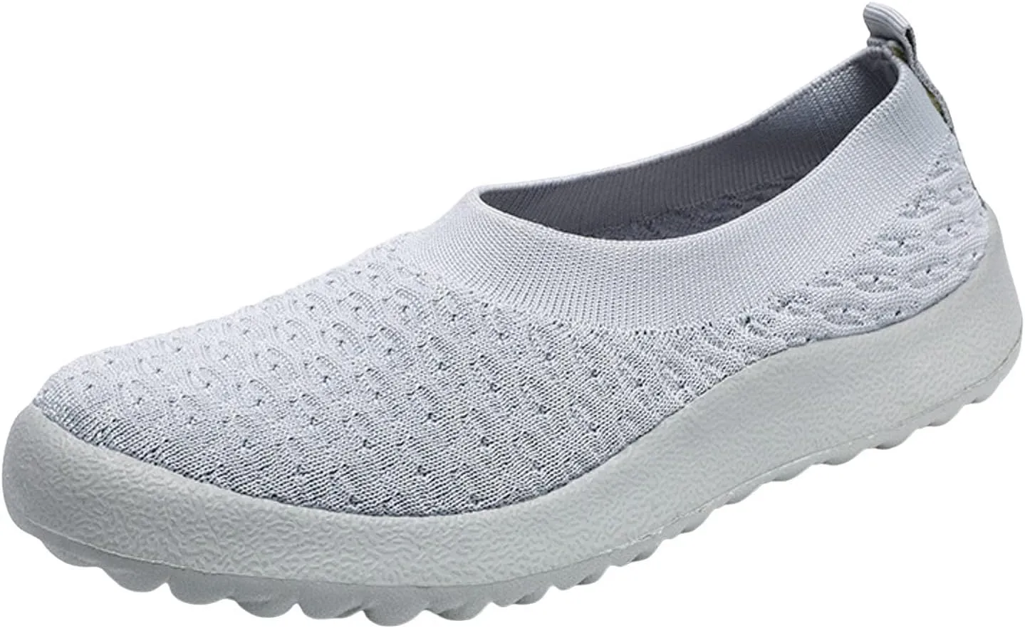 Women's Fashion Summer Women's Sports Shoes, Flat Bottom, Lightweight, Slip On, Plain, Minimalist Style, Fly Woven Mesh (Gray)