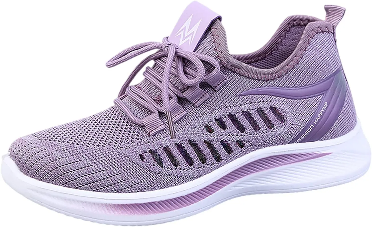 Women's Fashionable Sports Shoes - Korean Version, Casual & Breathable Fly Woven Mesh Running Shoes (4 UK Wide Purple)