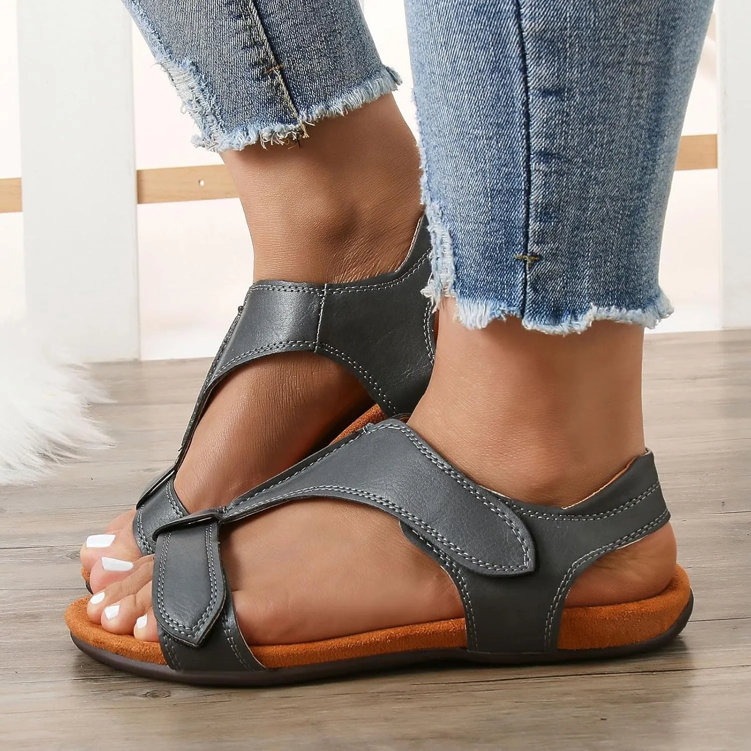 Women's Flat Sandals Arch Support Orthopedic Sandals for Women 2025 Comfortable Soft Cushion Sandal Fashion Summer Beach Vacation Comfort Shoes