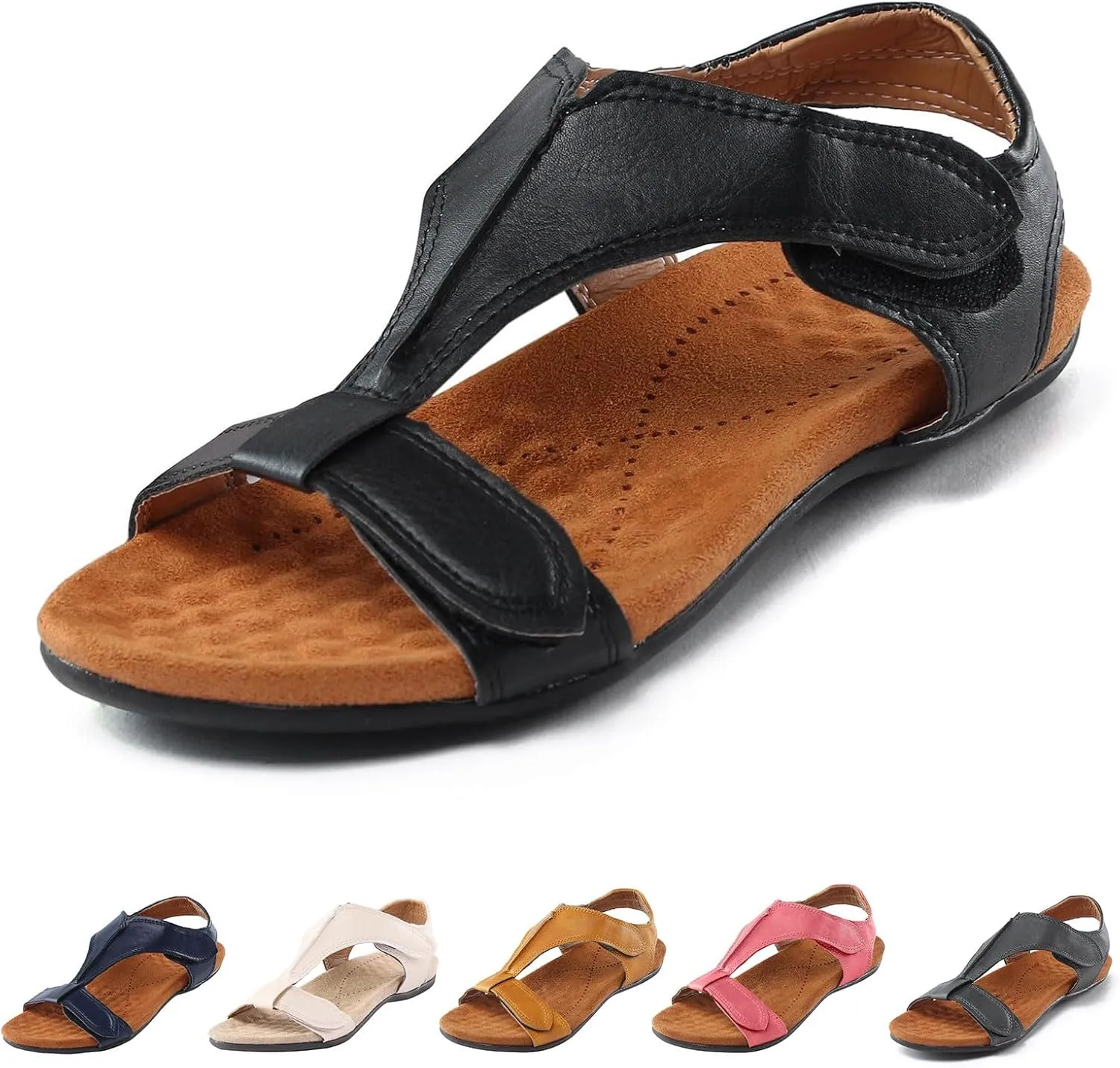 Women's Flat Sandals Arch Support Orthopedic Sandals for Women 2025 Comfortable Soft Cushion Sandal Fashion Summer Beach Vacation Comfort Shoes