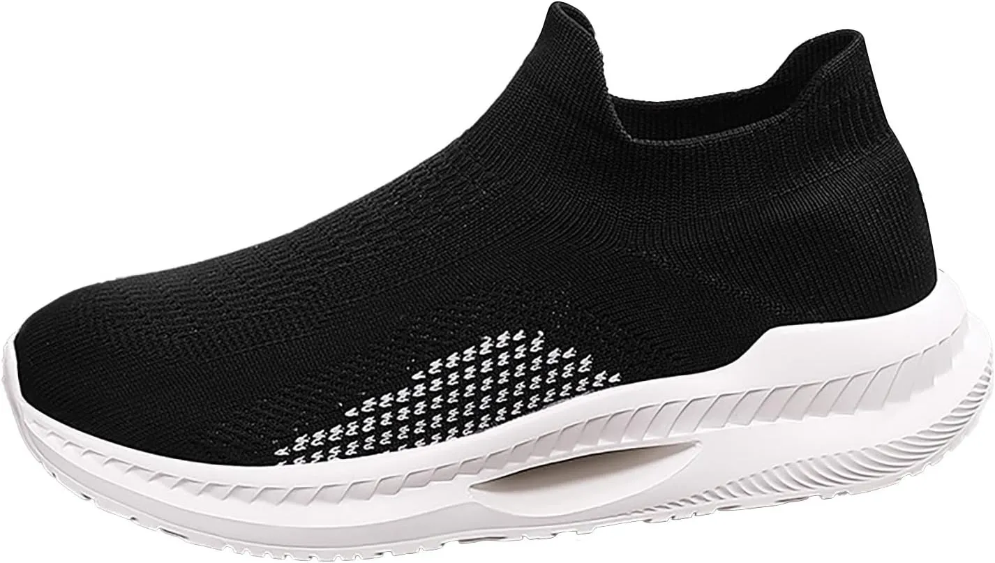 Women's Fly Woven Breathable Sports Shoes - Versatile Non-Slip Outdoor Running Shoes for All Seasons (7.5 UK Wide Black)