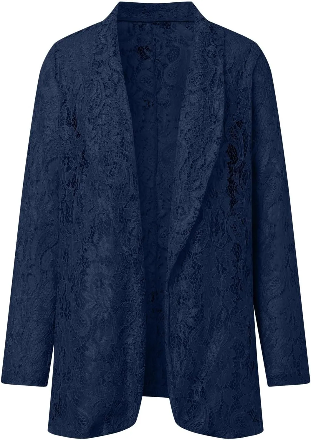 Women's Lace Open Front Long Sleeve Sheer Elegant Casual Blazer Jacket