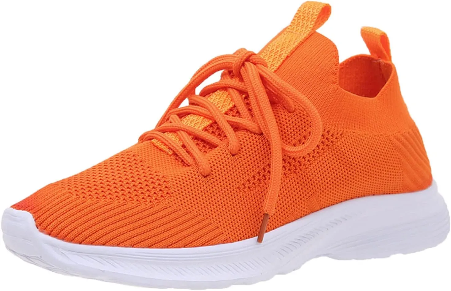 Womens Lightweight Breathable Flat Shoes Stylish Spand Summer Pumps Fashionable Woven Mesh Sports Sneakers Comfortable Red Flats (6.5 UK Orange)