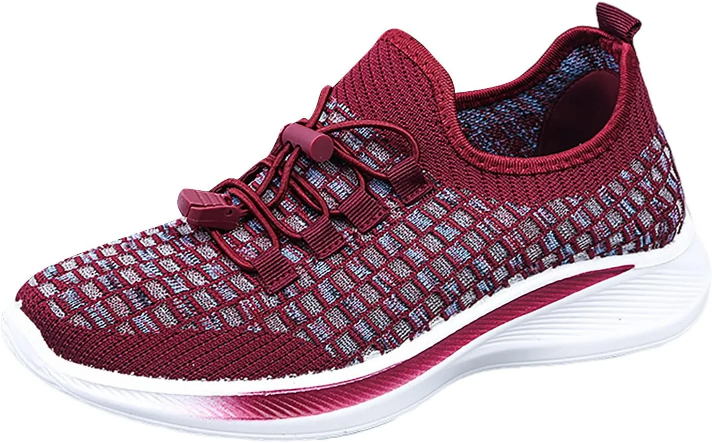 Women's Lightweight Breathable Winter Running Shoes - High SpComfort Ankle Boots with Woven Mesh (7.5 UK Wide Red)