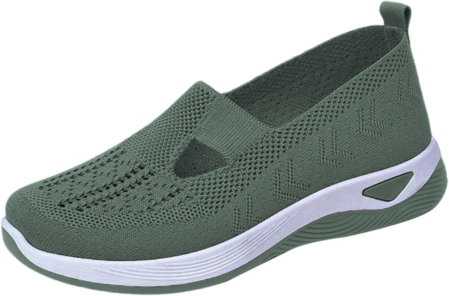 Womens Lightweight Trainers Breathable Woven Walking Shoes Slip On Foam Sneakers with for Comfort (7.5 UK Green)