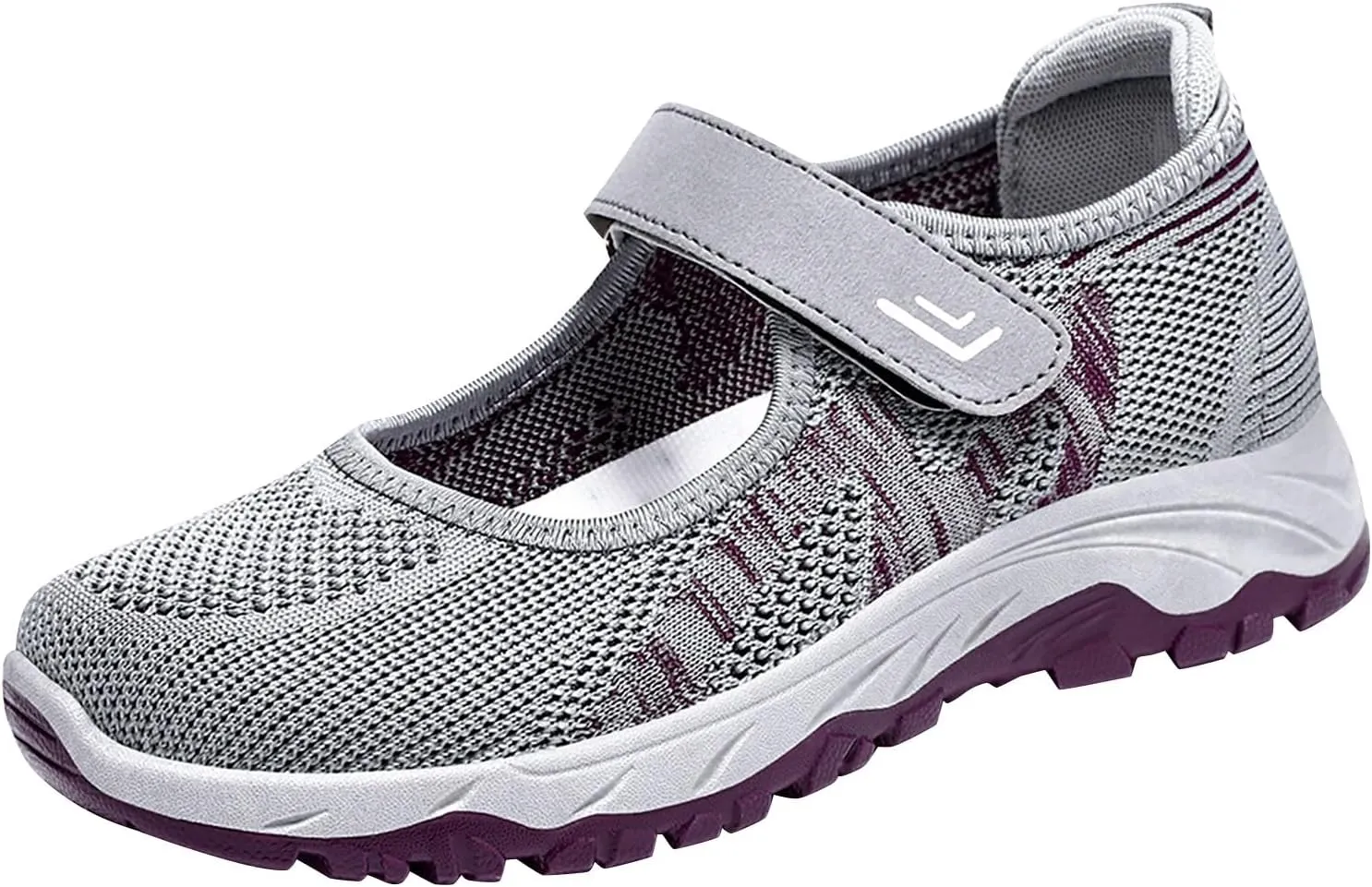Women's Navy Shoes Breathable Woven Walking Slip On Sneakers with Foam Comfort Size 39 (7.5 UK Gray)