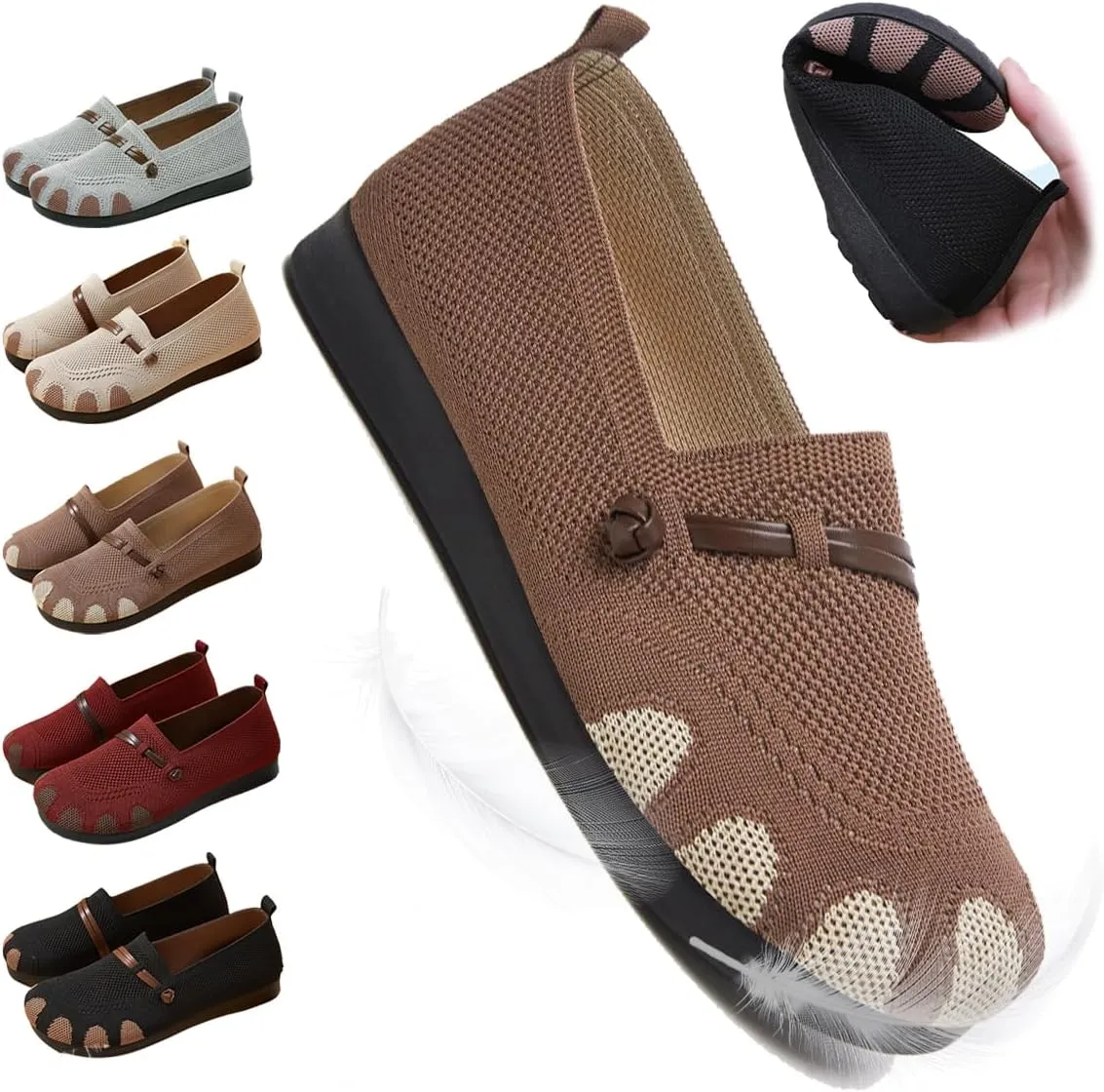 Women's Orthopedic Slip-On Shoes Loafer Comfortable & Breathable Woven Sneakers with Arch Support, Casual Walking, Work & Outdoor Shoes for Nurses