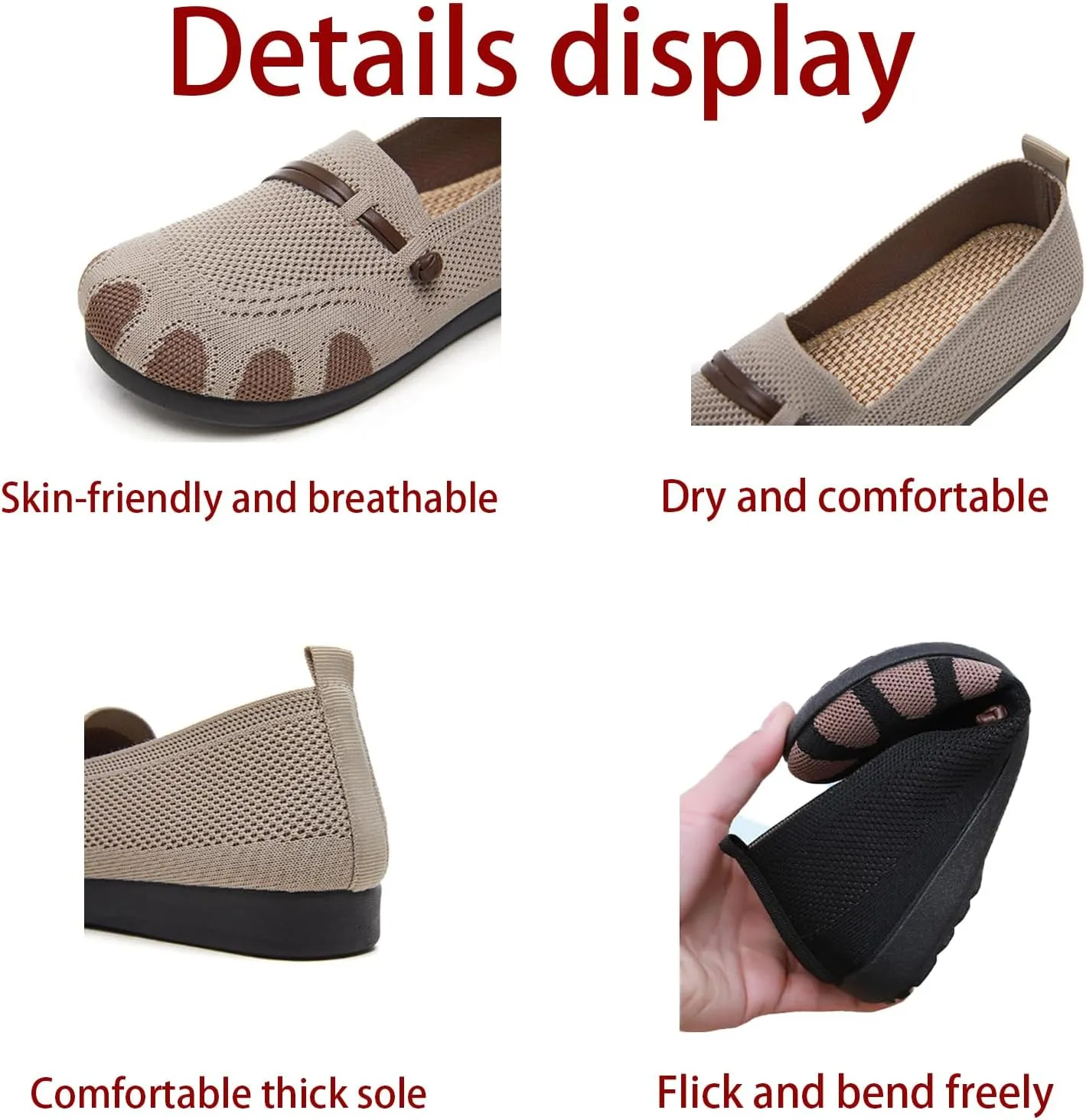 Women's Orthopedic Slip-On Shoes Loafer Comfortable & Breathable Woven Sneakers with Arch Support, Casual Walking, Work & Outdoor Shoes for Nurses