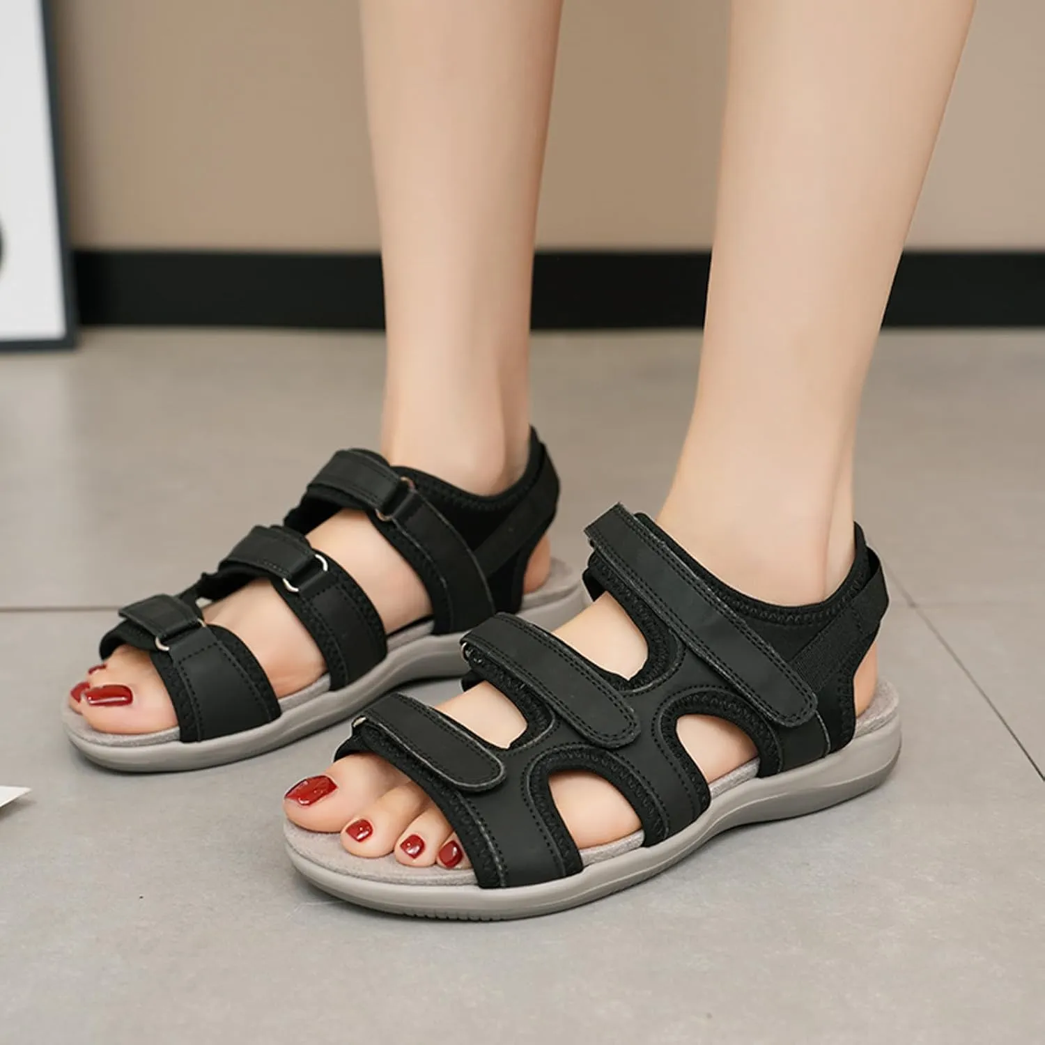 Women's Orthopedic Wide Sandals Strappy Arch Support Flat Sandals Dressy Summer Comfortable Platform Wedge Sandals Shoes