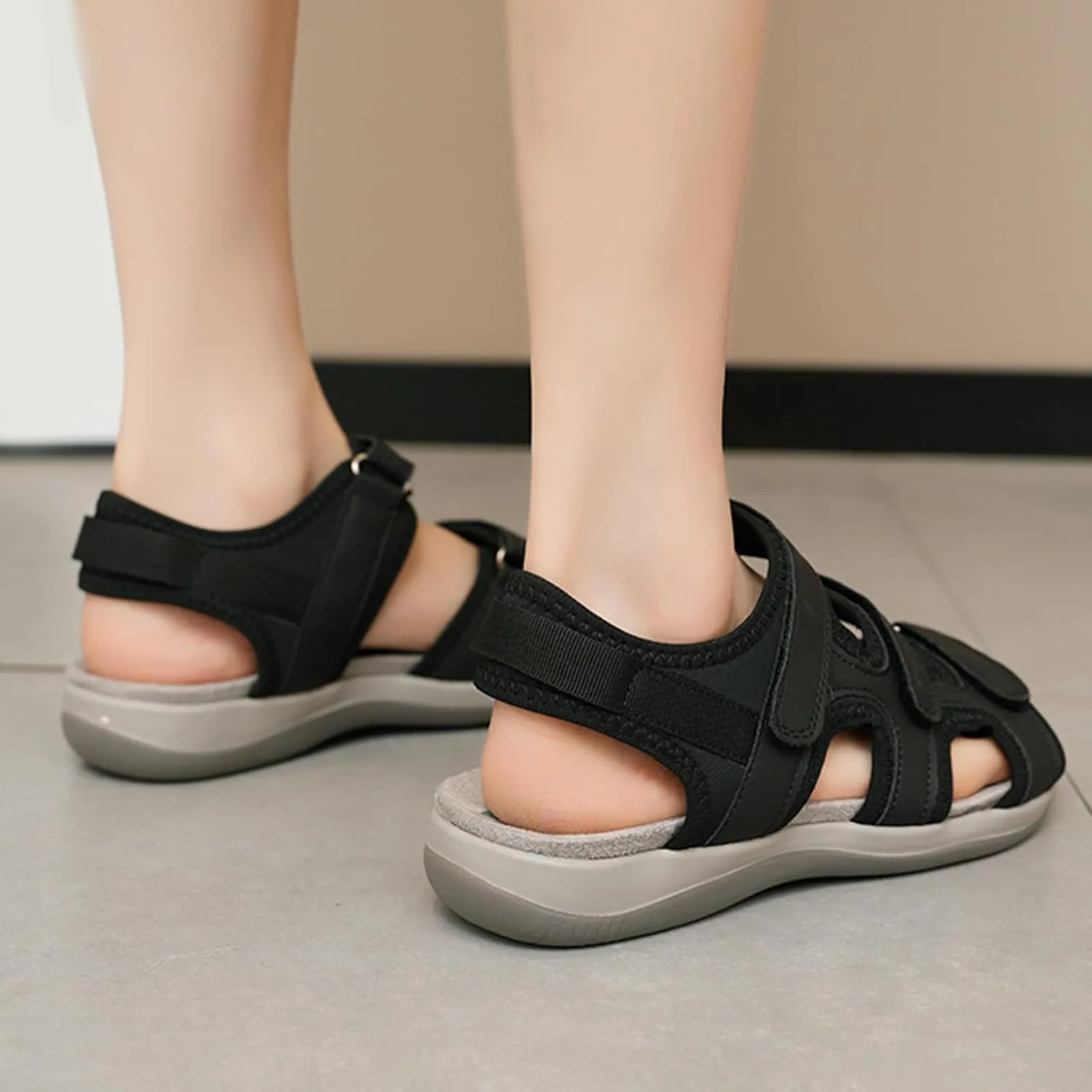 Women's Orthopedic Wide Sandals Strappy Arch Support Flat Sandals Dressy Summer Comfortable Platform Wedge Sandals Shoes