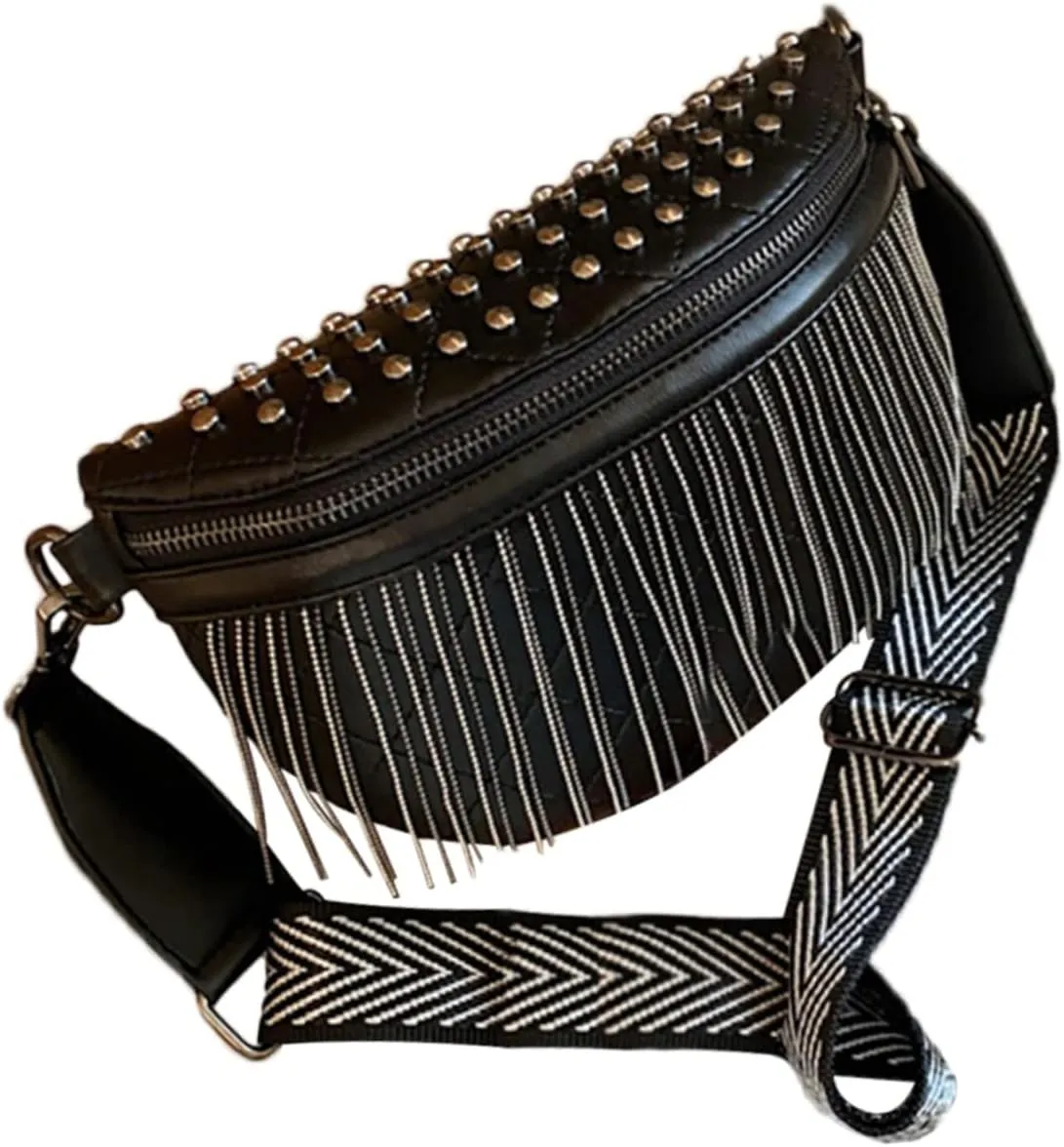 Women's Phone Crossbody Bag Studded Tassel Shoulder Purse for Occasions