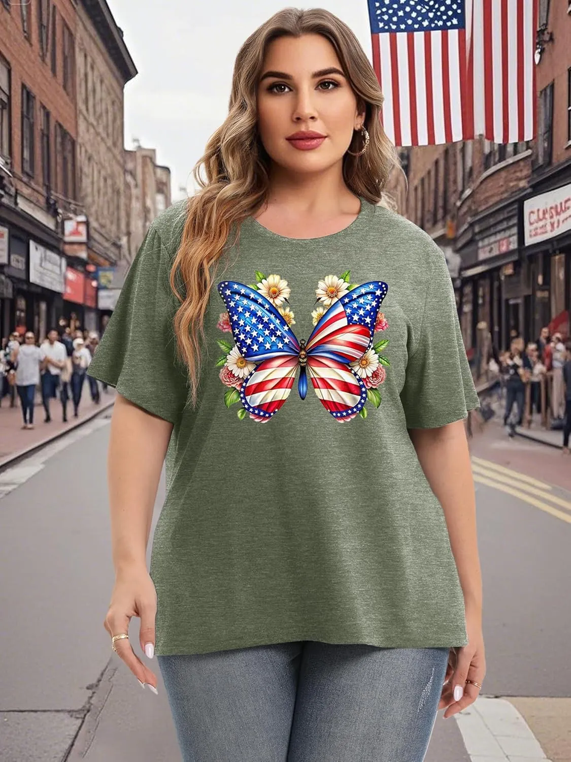 Womens Plus Size Daisy Graphic T-Shirt Summer Flower Cute Short Sleeve Shirts Casual Loose Tees Tops for Women