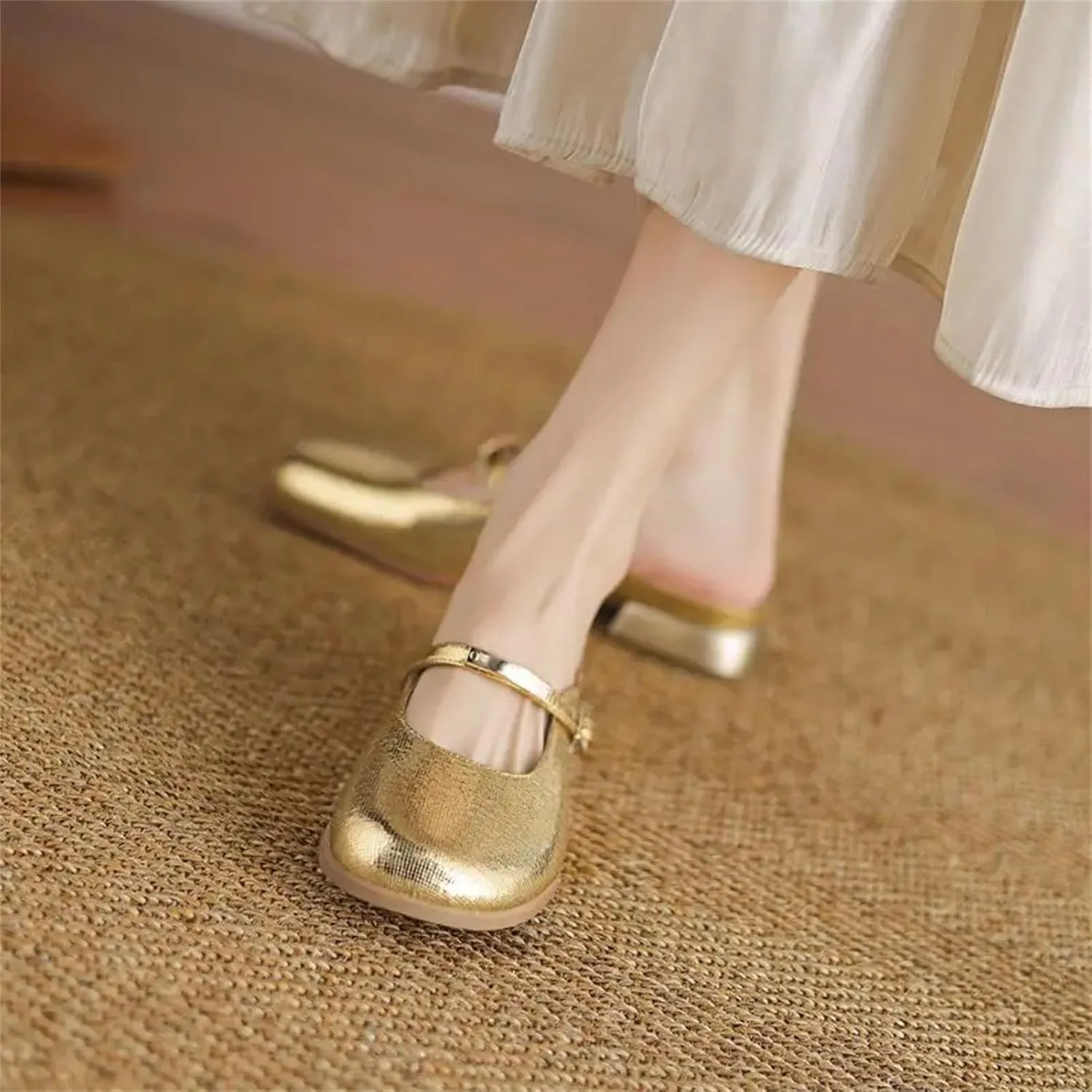 Women's Round Toe Buckle Mules - Low Heel Slip-On, Plus Size Daily Casual Shoes