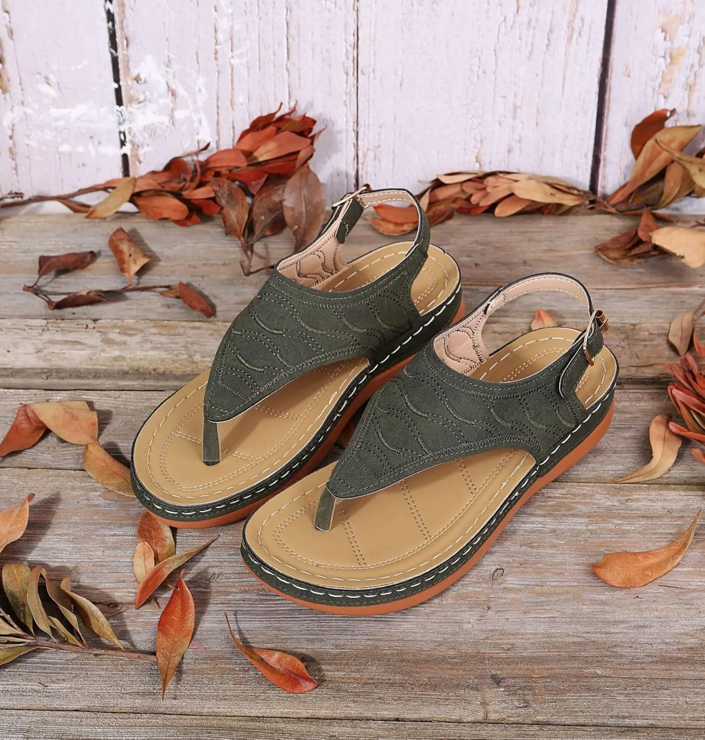 Women's Sandals Thong Slide Flat Slippers Arch Support Sandals with Strappy String Ankle Strap Gladiator Walking Shoes