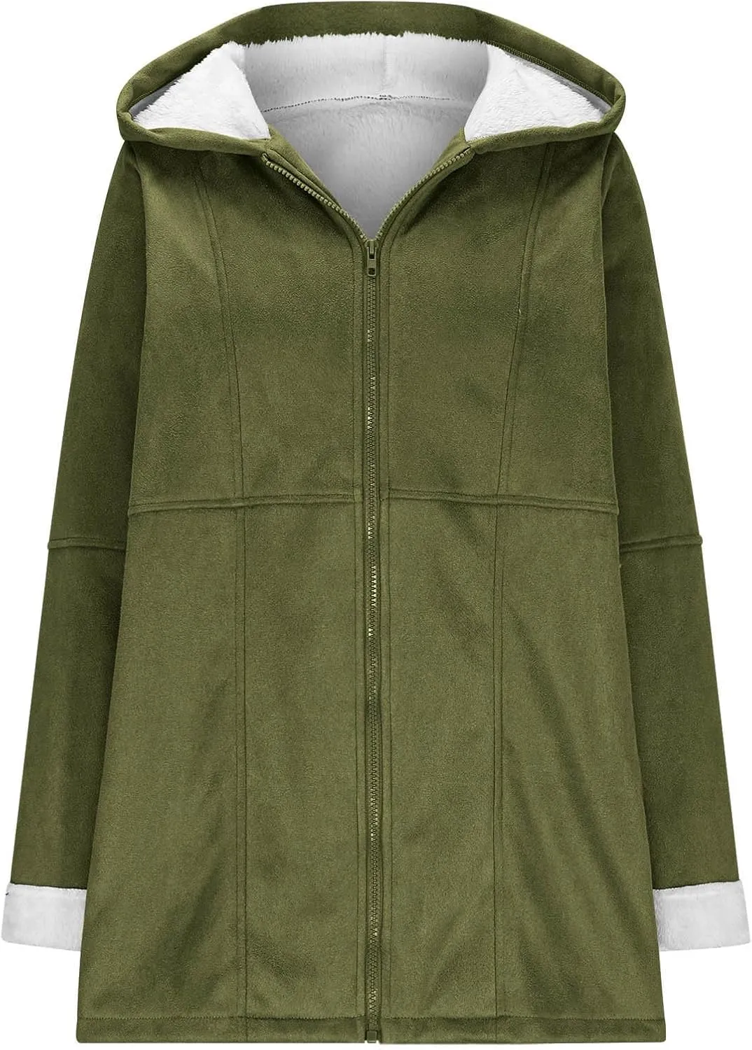 Womens Sherpa Lined Jackets Plus Size Winter Coats Faux Suede Pea Coat Warm Fleece Parka Outerwear