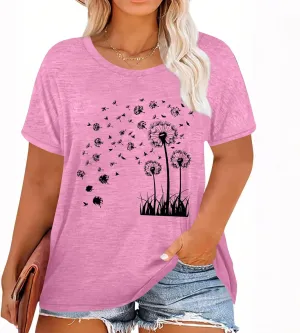 Womens Short Sleeve T Shirts Summer Outfits Plus Size Tshirt Cute Graphic Floral Tops Oversized Tee Shirts