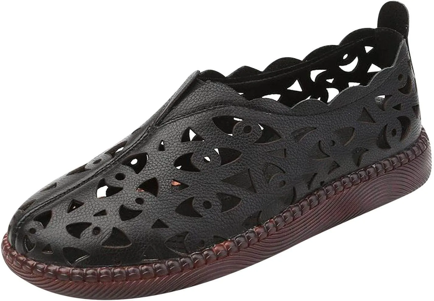 Women's Slip-On Sandals Comfortable Hollow Out Loafers Casual Closed Toe Flats Breathable Sandal Summer Footwear
