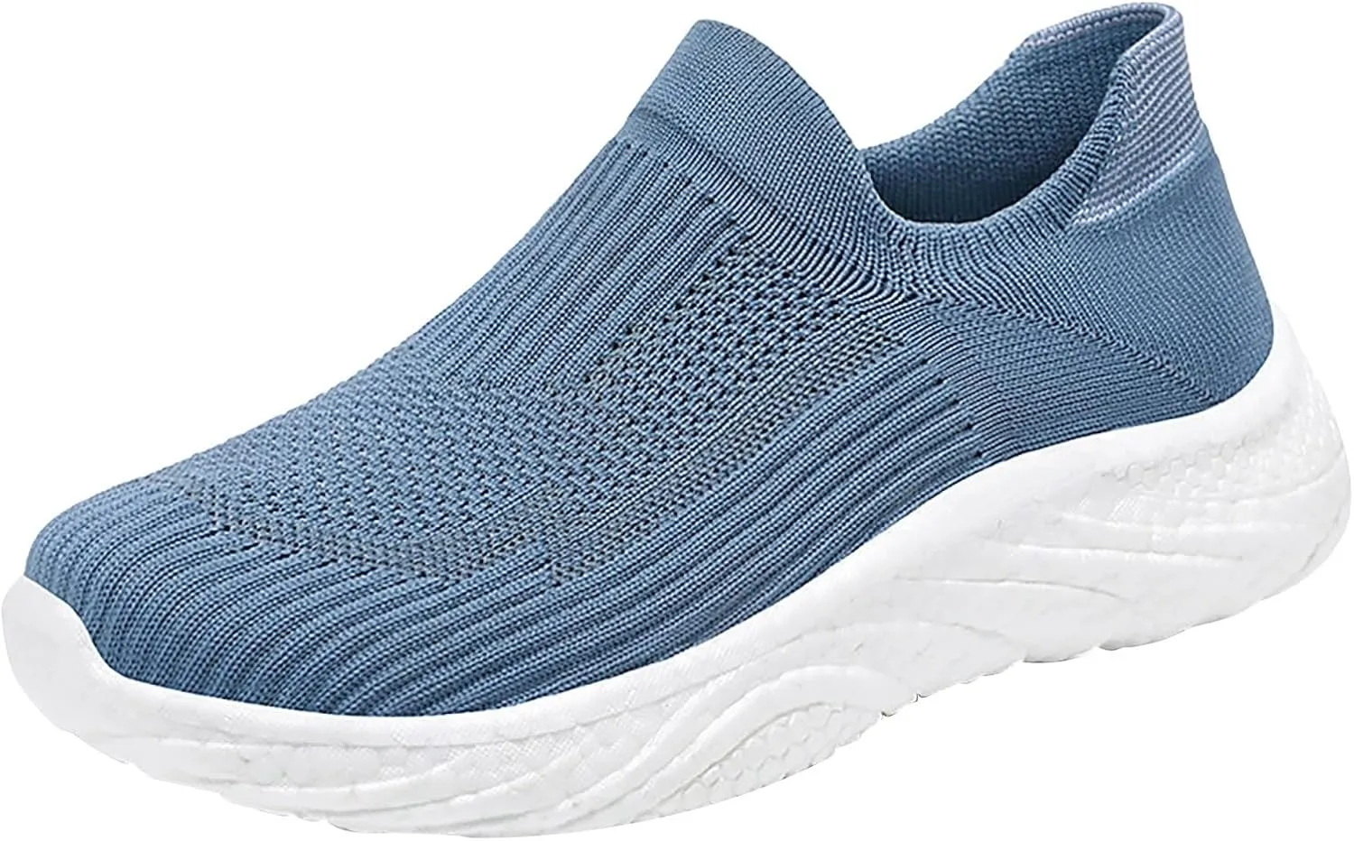 Women's Slip On Shoes Size 40 Breathable Woven Walking Sneakers with Foam Cushioning Footwear (5 UK Navy)
