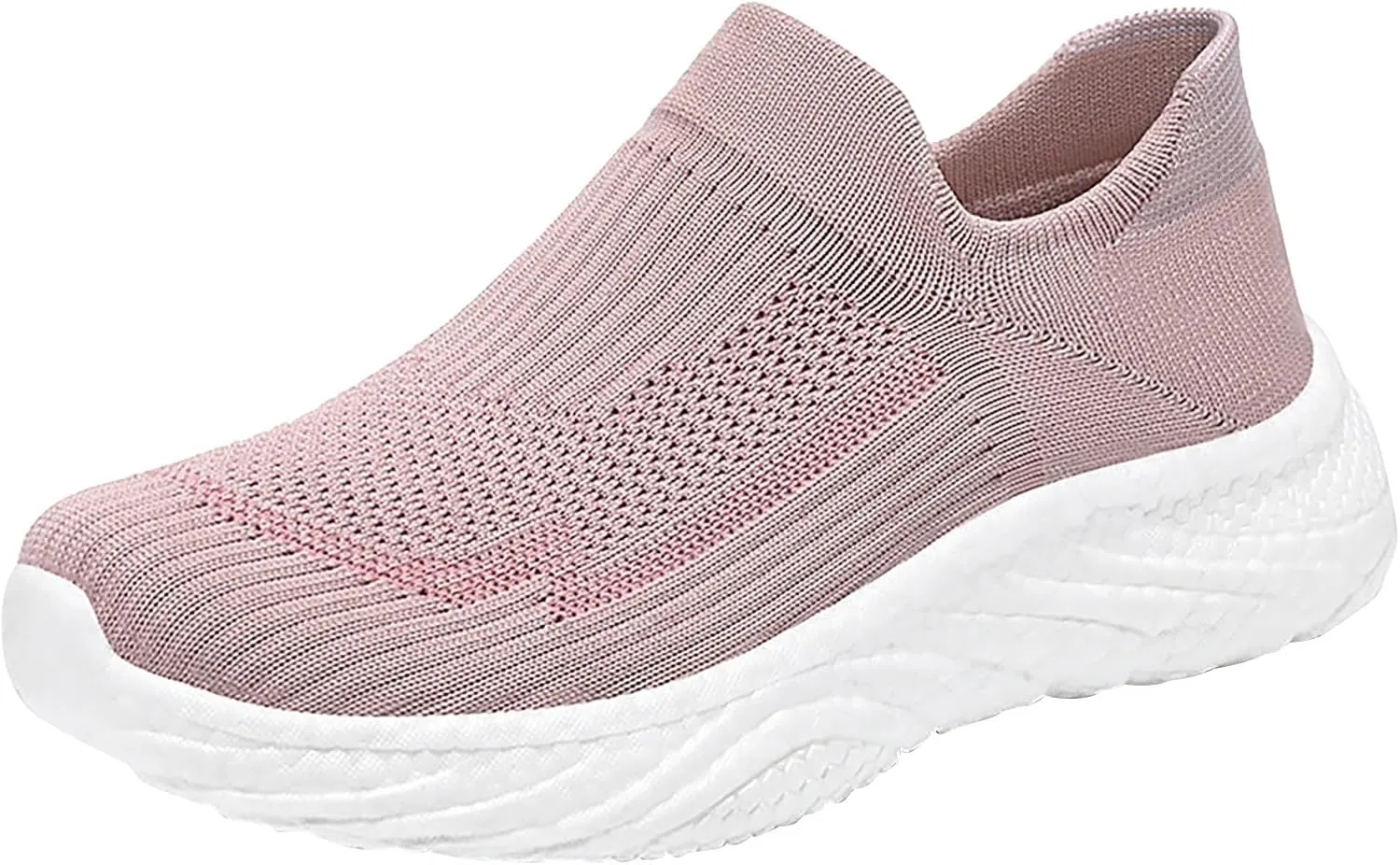Women's Slip On Shoes Size 40 Breathable Woven Walking Sneakers with Foam Cushioning Footwear (7.5 UK Soft red)