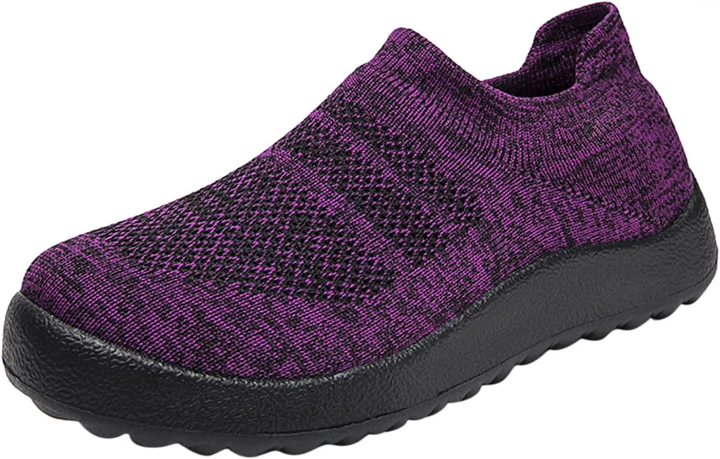 Womens Sneakers Comfortable Slip-On Sports Shoes for Sp Breathable Fly Woven Mesh Casual Design with Waterproof Features Size 41 (7.5 UK Purple)