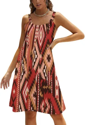 Women's Summer Casual Swing Beach Dresses Sleeveless Beach Cover Ups Swimwear